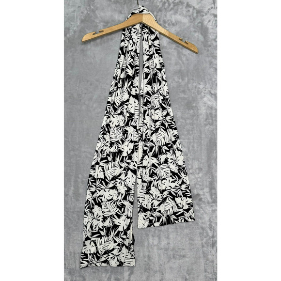 J. Jill Wearever Collection Scarf Black White Tropical Palm Leaf Stretch - Picture 2 of 4
